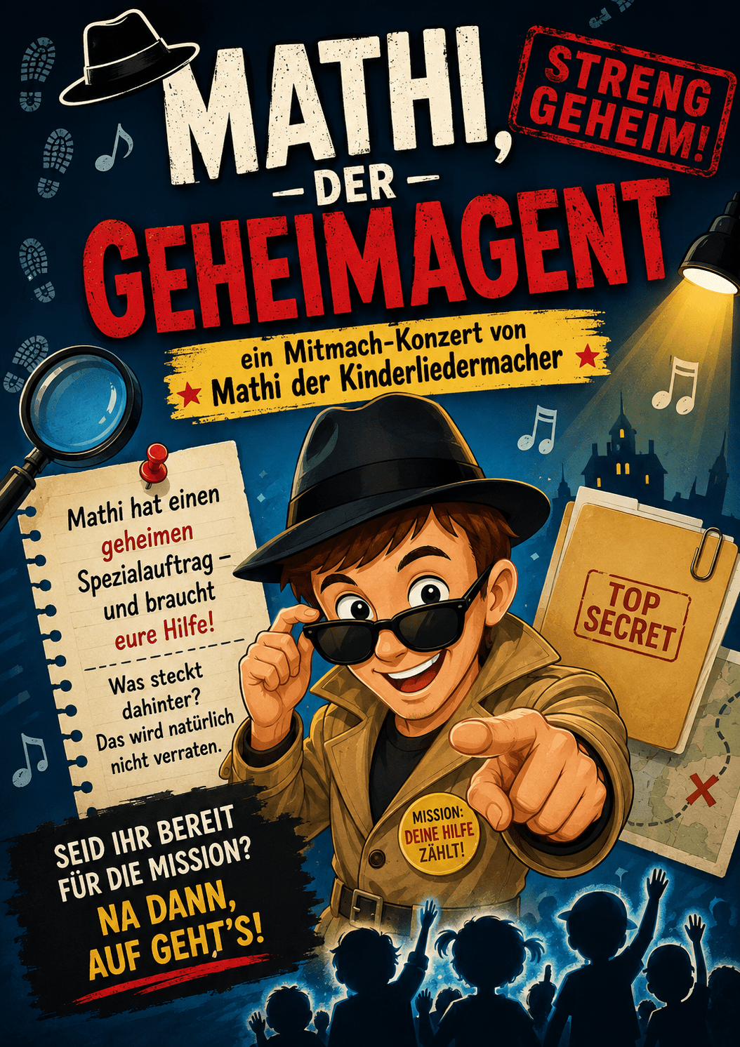 Plakat Mitmachkonzert "Mathi, der Geheimagent"