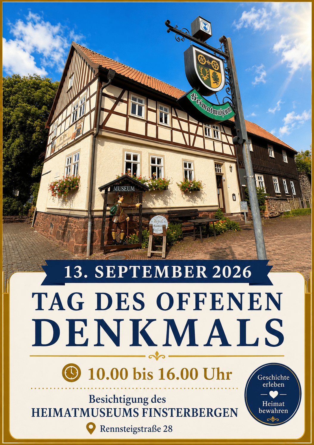 Plakat Tag des offenen Denkmals Heimatmuseum Finsterbergen