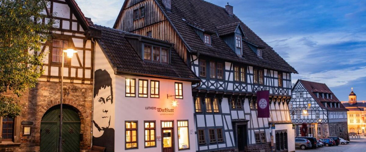 Lutherhaus Eisenach - Ostfassade mit Luthers Werkstatt und Graffitto