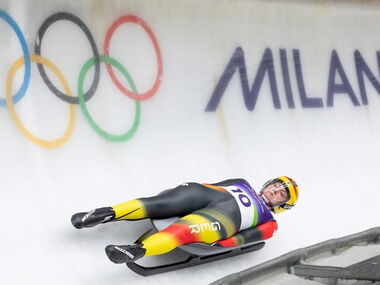 Rennrodler Max Langenhan im Eiskanal Olympia Cortina 2026
