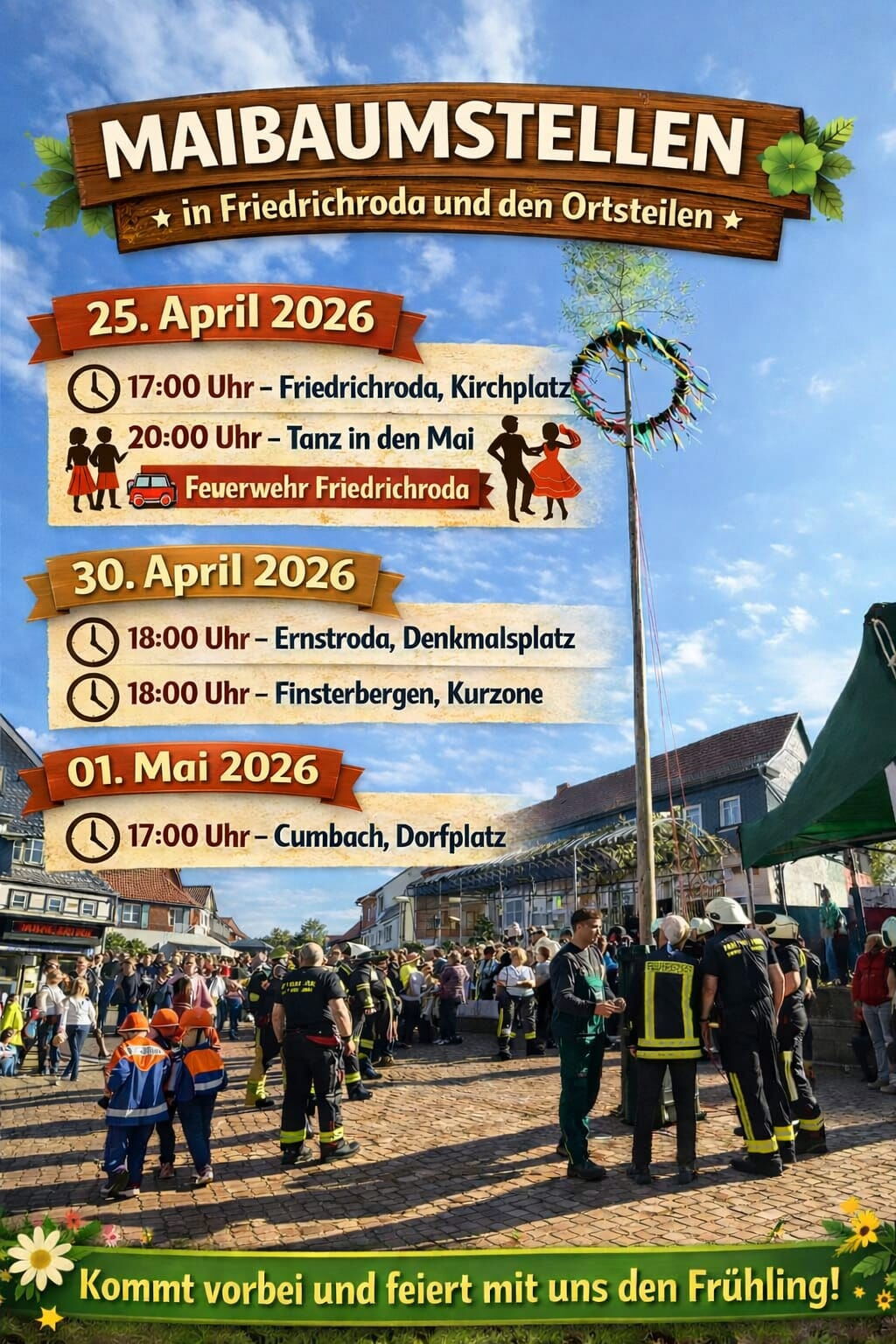 Maibaumstellen Friedrichroda und Ortsteilen