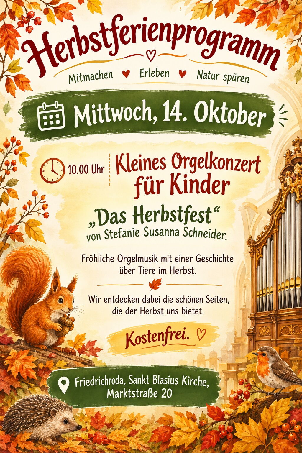 Plakat Orgelkonzert für Kinder "Das Herbstfest"