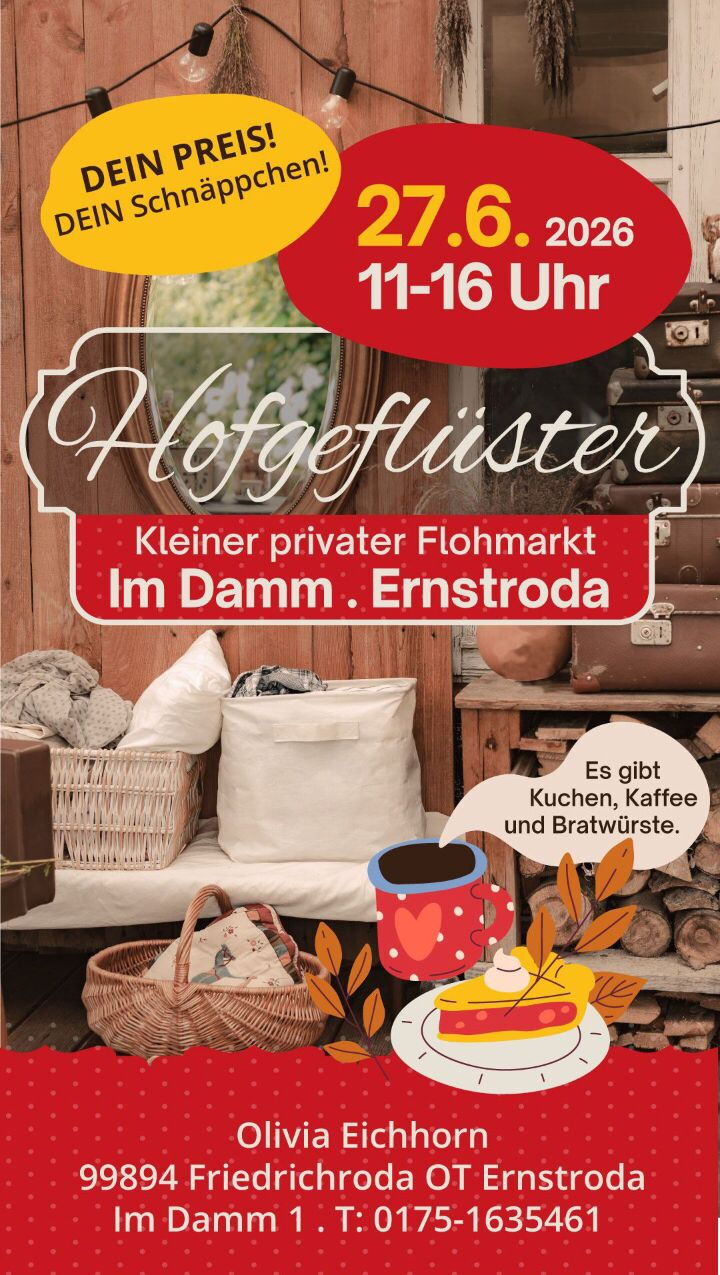 Plakat Flohmarkt in Ernstroda organisiert von Frau Eichhorn