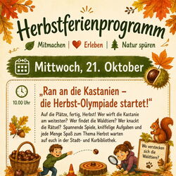 Plakat Ferienprogramm Bibliothek - Herbst- Olympiade