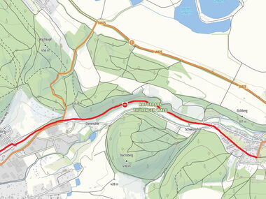 Karte mit Sperrung und Umleitung Radweg Ernstroda Friedrichroda