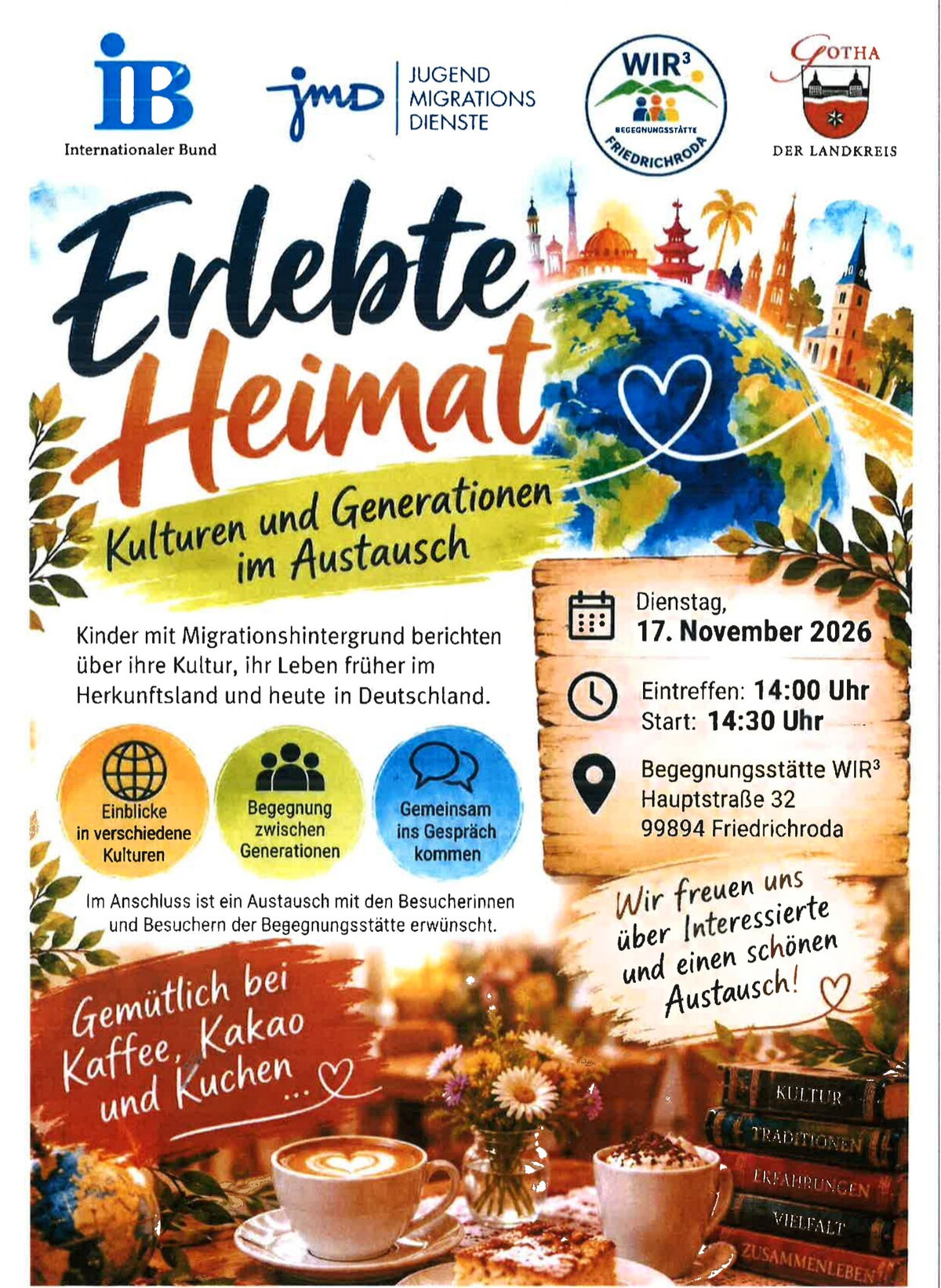 Plakat Kulturen und Generationen im Austausch Begegnungsstätte