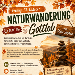 Plakat Ferienprogramm Naturwanderung mit Steine Stephan