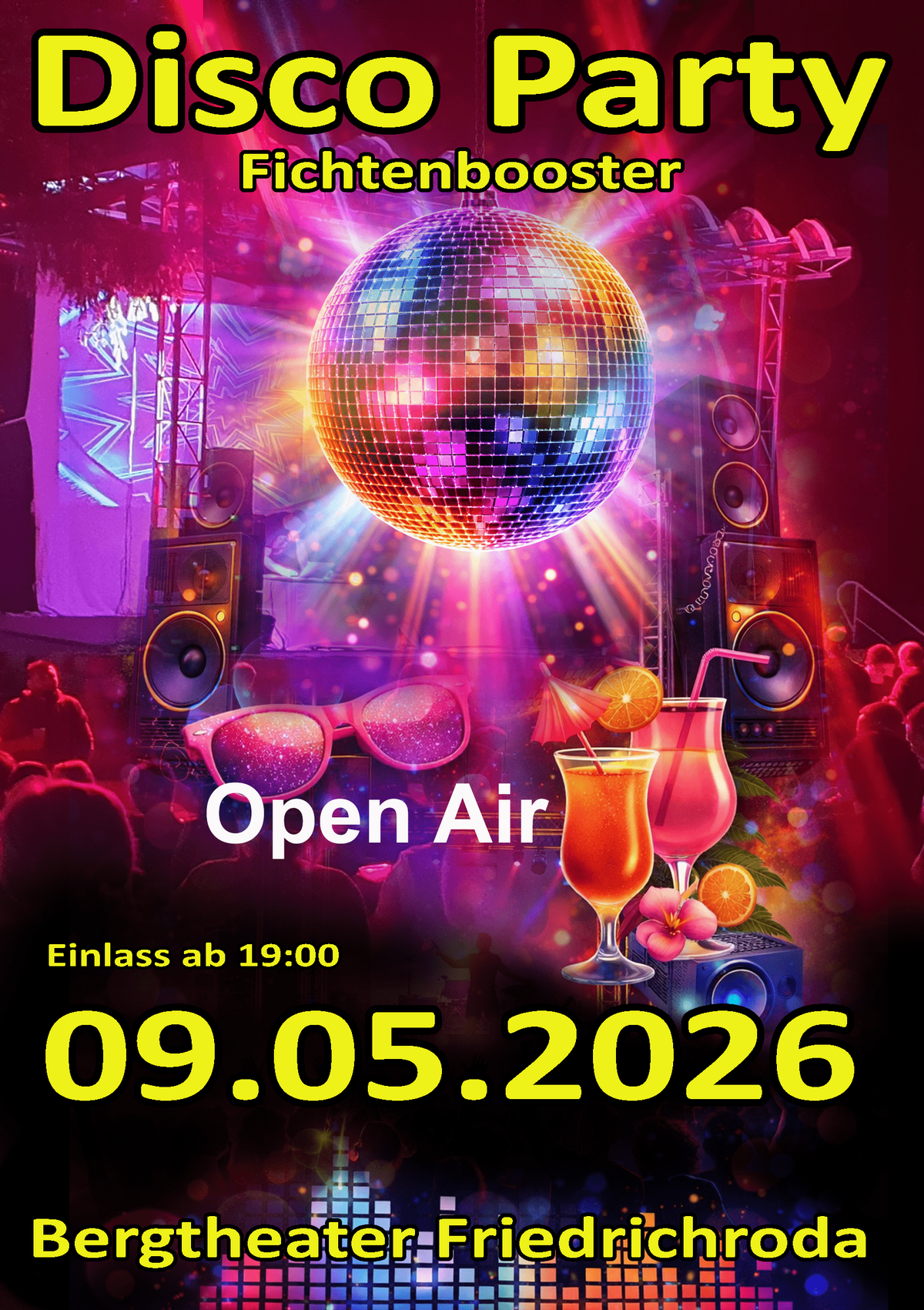 Plakat Fichtenbooster im Bergtheater am 09.05