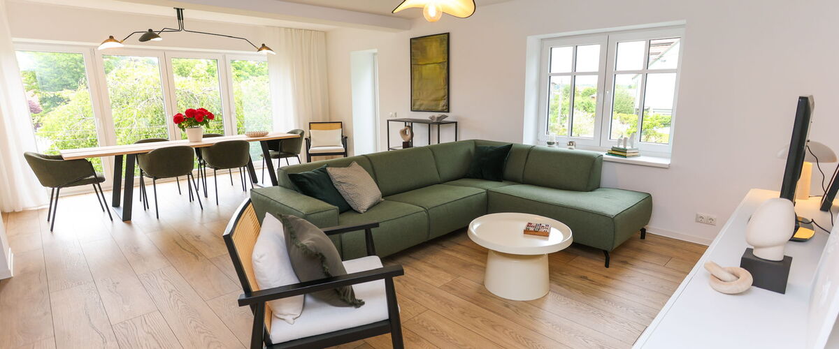 Wohnbereich im Waldgold Chalet Friedrichroda