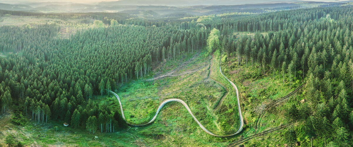 Alte Bobbahn am Spießberg aus der Vogelperspektive